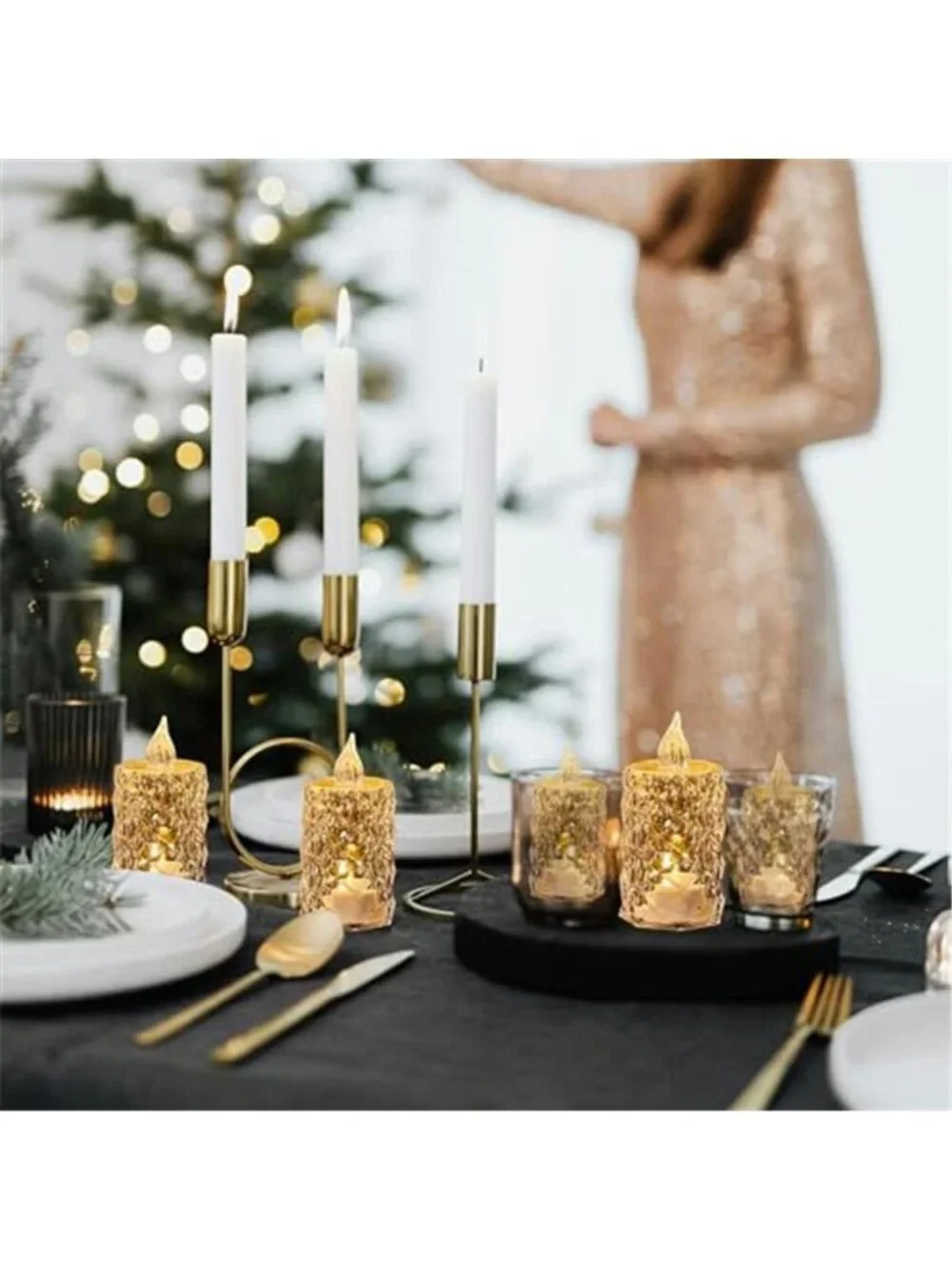 LED Flameless Candles 12Pk Battery Operated Flickering Tea Lights Indoor Outdoor